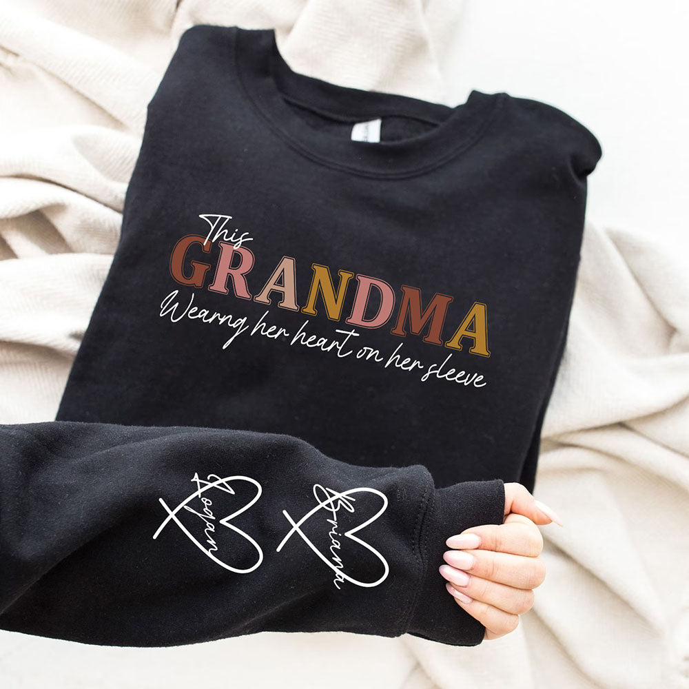 Personalized Heart On Sleeve with Kid Names on Sleeves-CustomLove