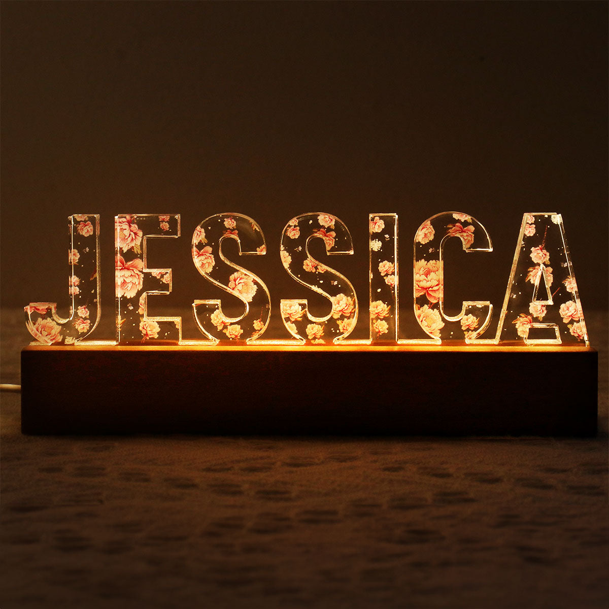 Personalized Custom Name LED Night Light - Birth Month Flower-CustomLove