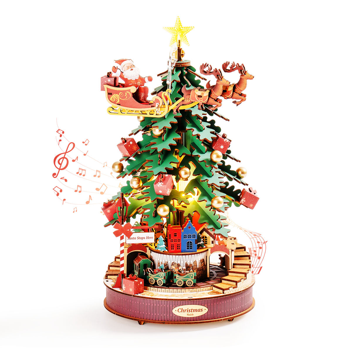 3D Wooden Puzzle - Christmas Melody Tree-CustomLove