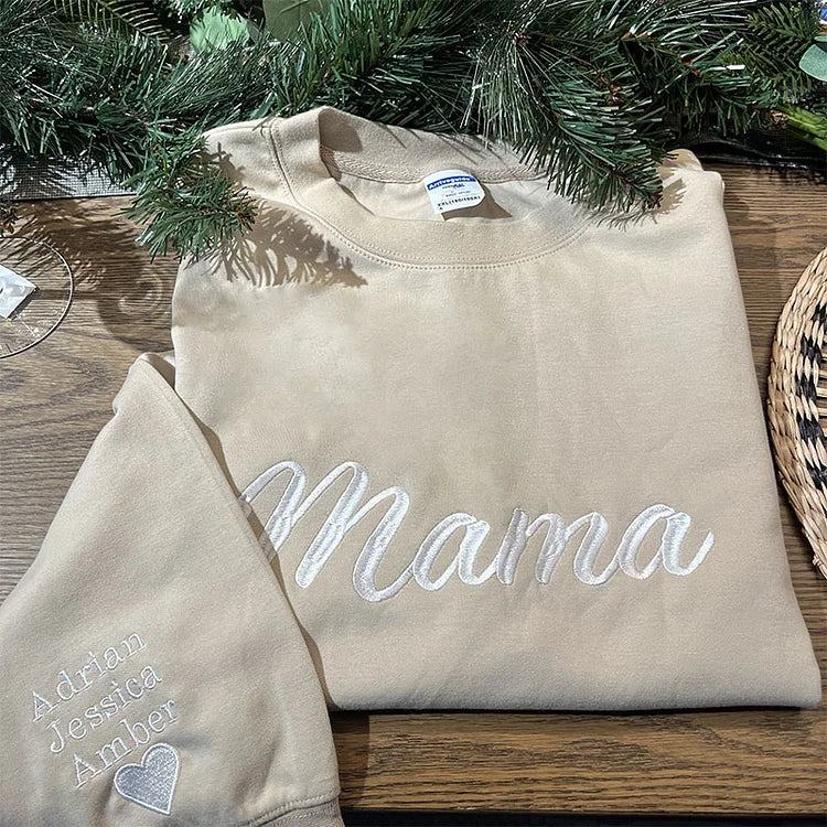 Custom Embroidered Mama Sweatshirt with Names-CustomLove