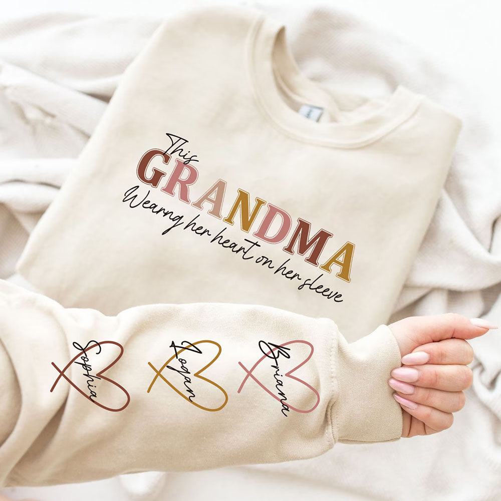 Personalized Heart On Sleeve with Kid Names on Sleeves-CustomLove