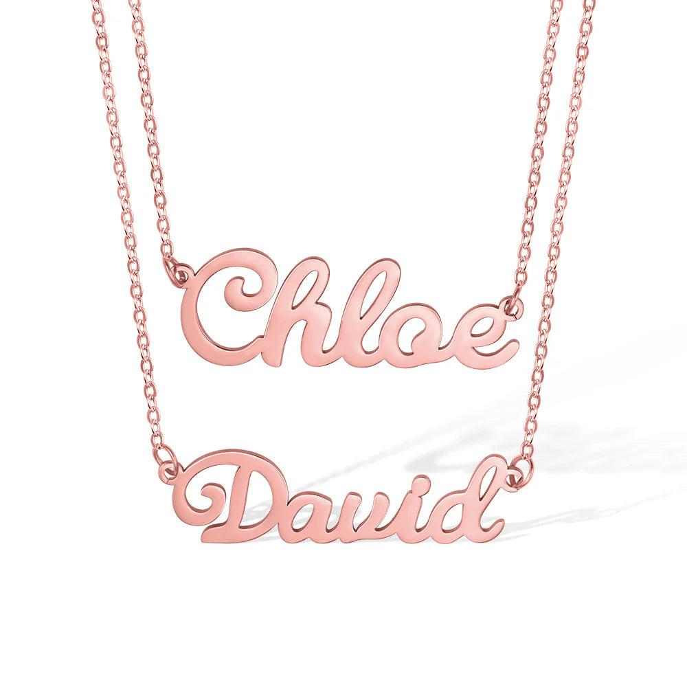 Custom Double Layer Names Necklace-CustomLove