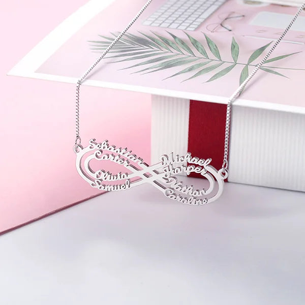 Personalized 8 Names Infinity Necklace-CustomLove