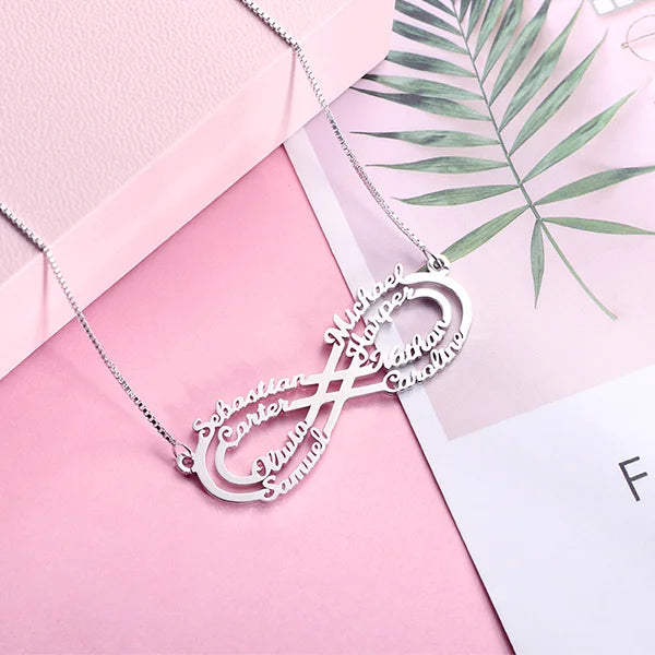 Personalized 8 Names Infinity Necklace-CustomLove