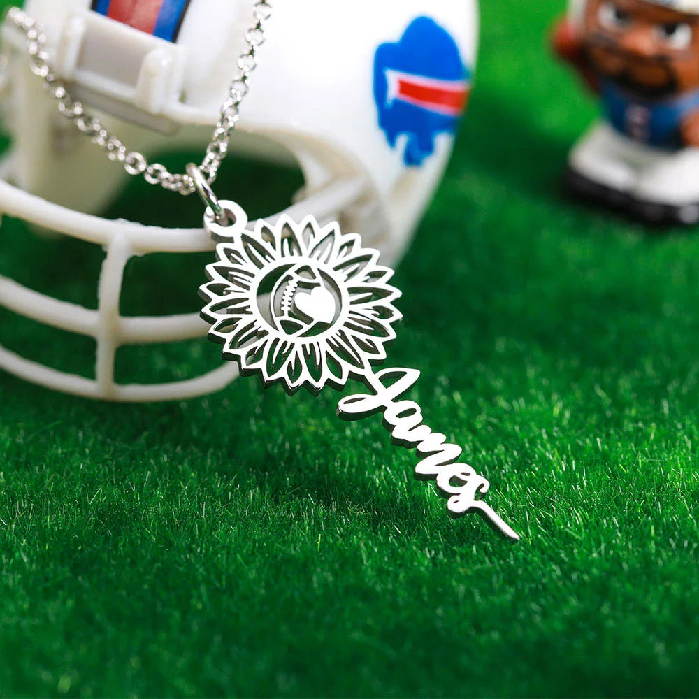 Personalized Sunflower Name Necklace with Ball-CustomLove