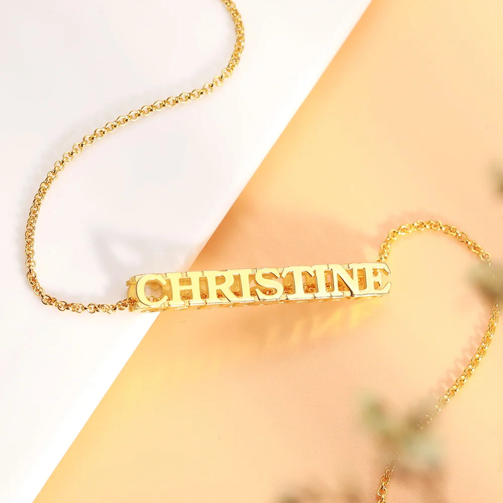 Personalized Cubic Bar Name Necklace-CustomLove