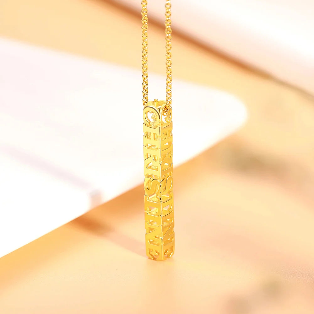 Personalized Cubic Bar Name Necklace-CustomLove