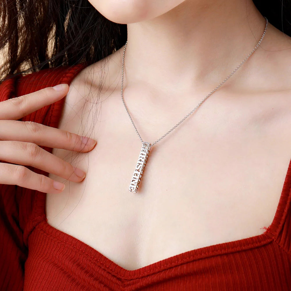 Personalized Cubic Bar Name Necklace-CustomLove