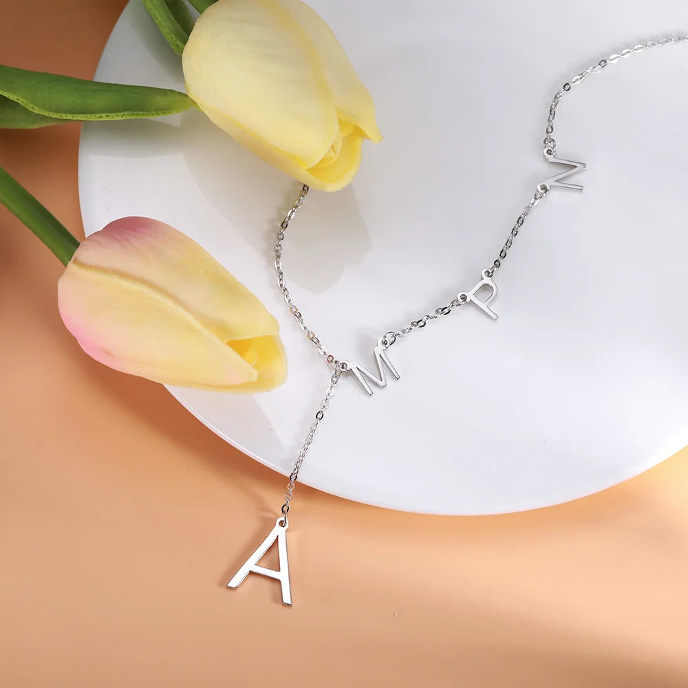 Personalized Sideways Initial Necklace-CustomLove