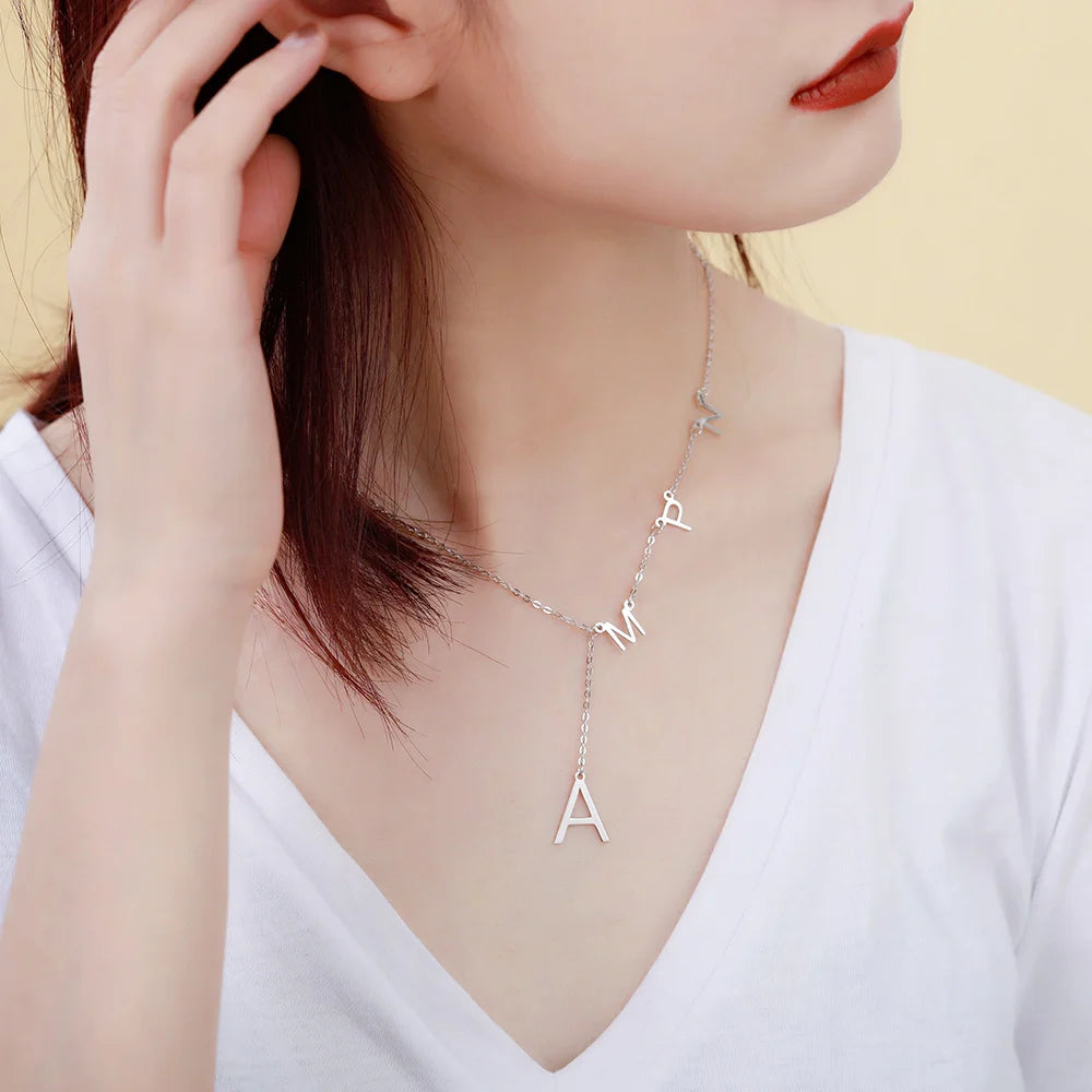 Personalized Sideways Initial Necklace-CustomLove