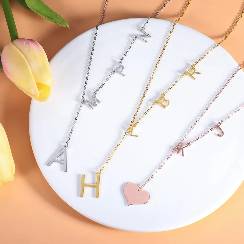 Personalized Sideways Initial Necklace-CustomLove