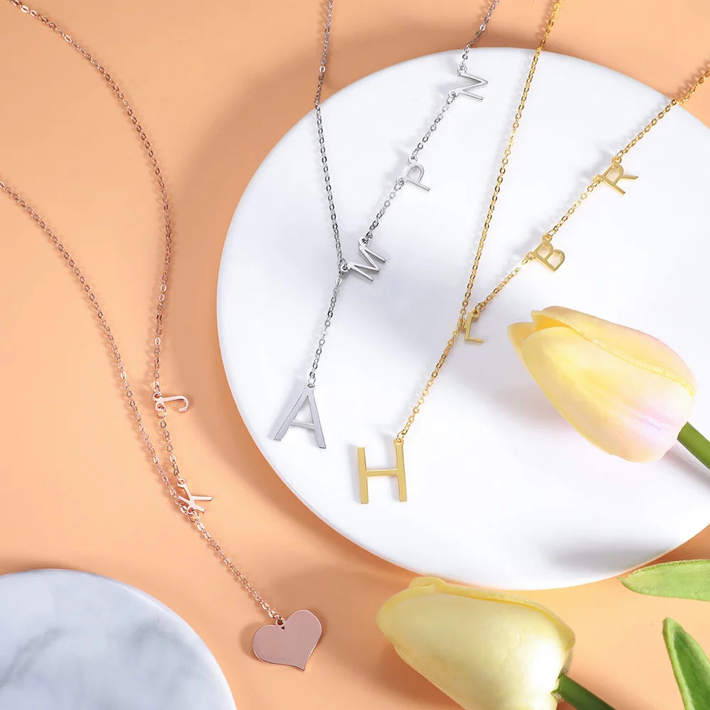 Personalized Sideways Initial Necklace-CustomLove