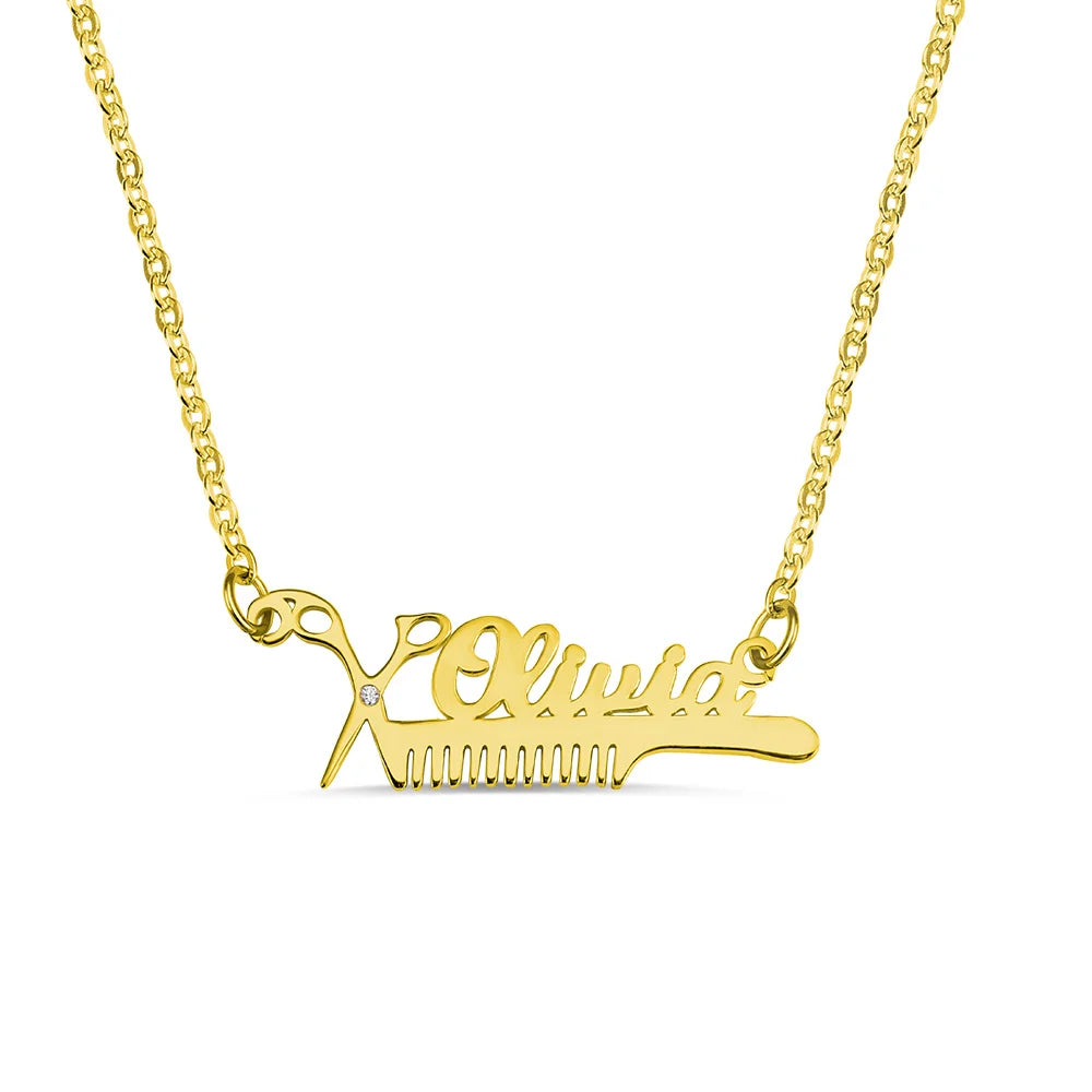Personalized Hairdresser Birthstone Name Necklace-CustomLove