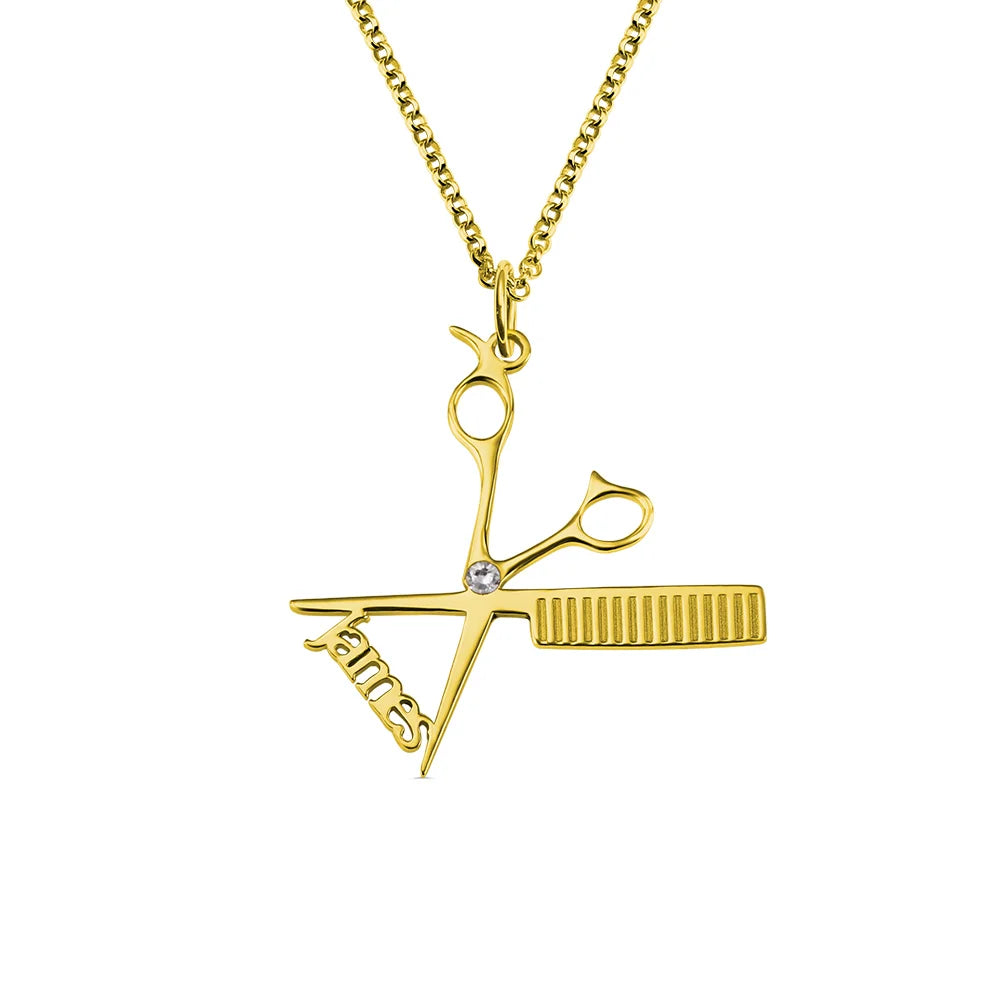 Personalized Hairdresser Birthstone Name Necklace-CustomLove
