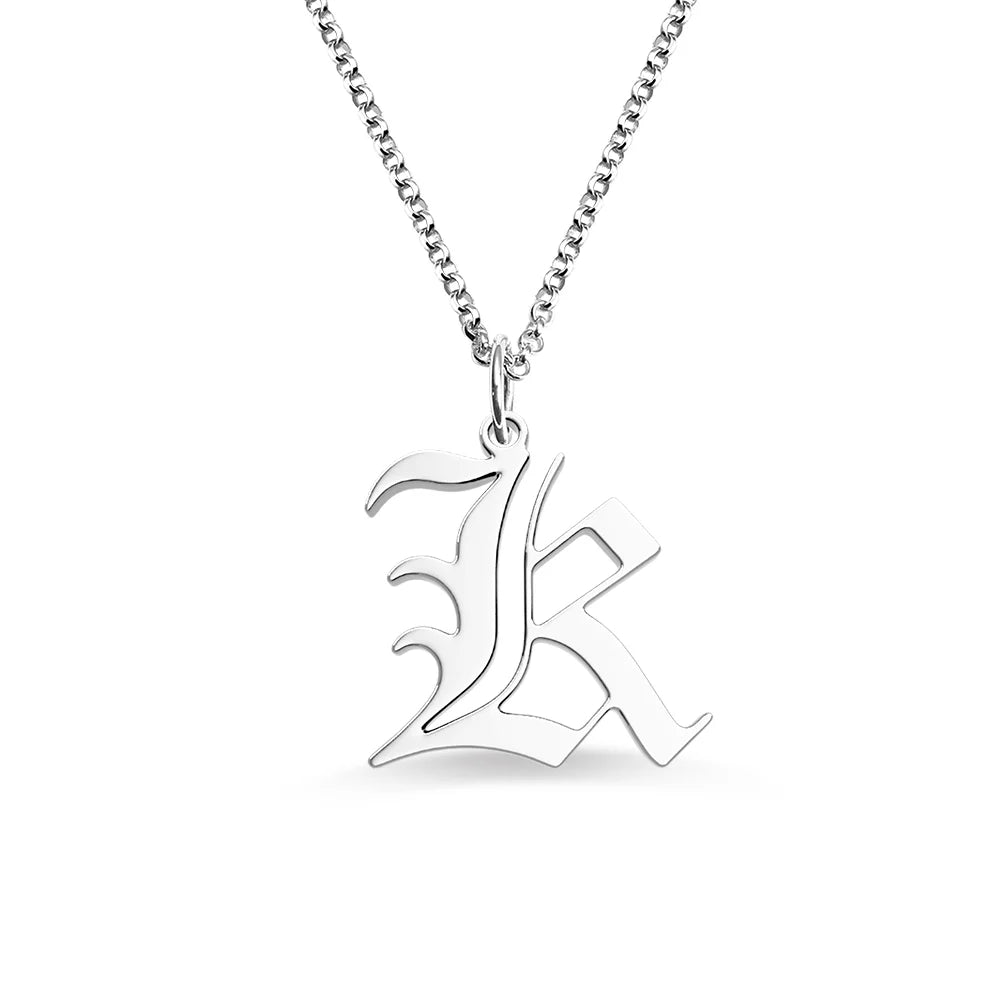 Personalized Old English Initial Necklace for Woman-CustomLove