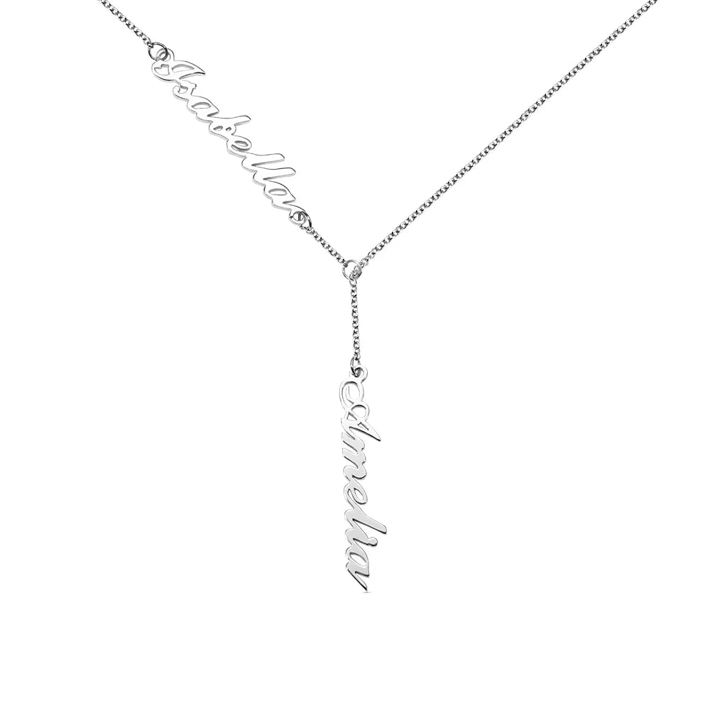 Personalized Two Names Y-shaped Necklace-CustomLove