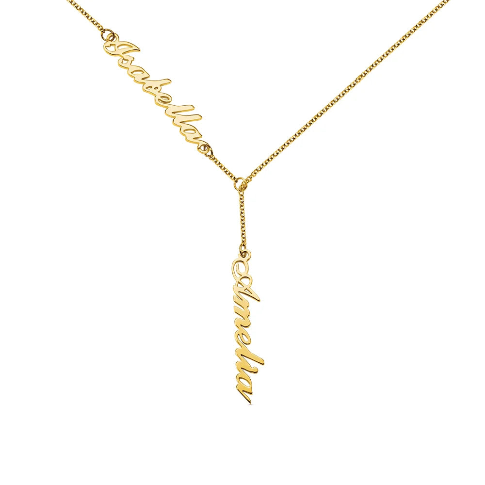 Personalized Two Names Y-shaped Necklace-CustomLove