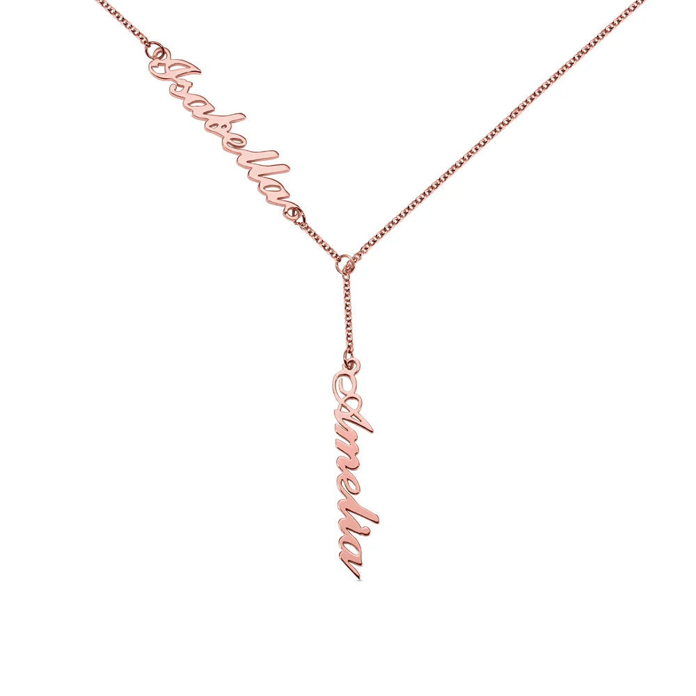 Personalized Two Names Y-shaped Necklace-CustomLove