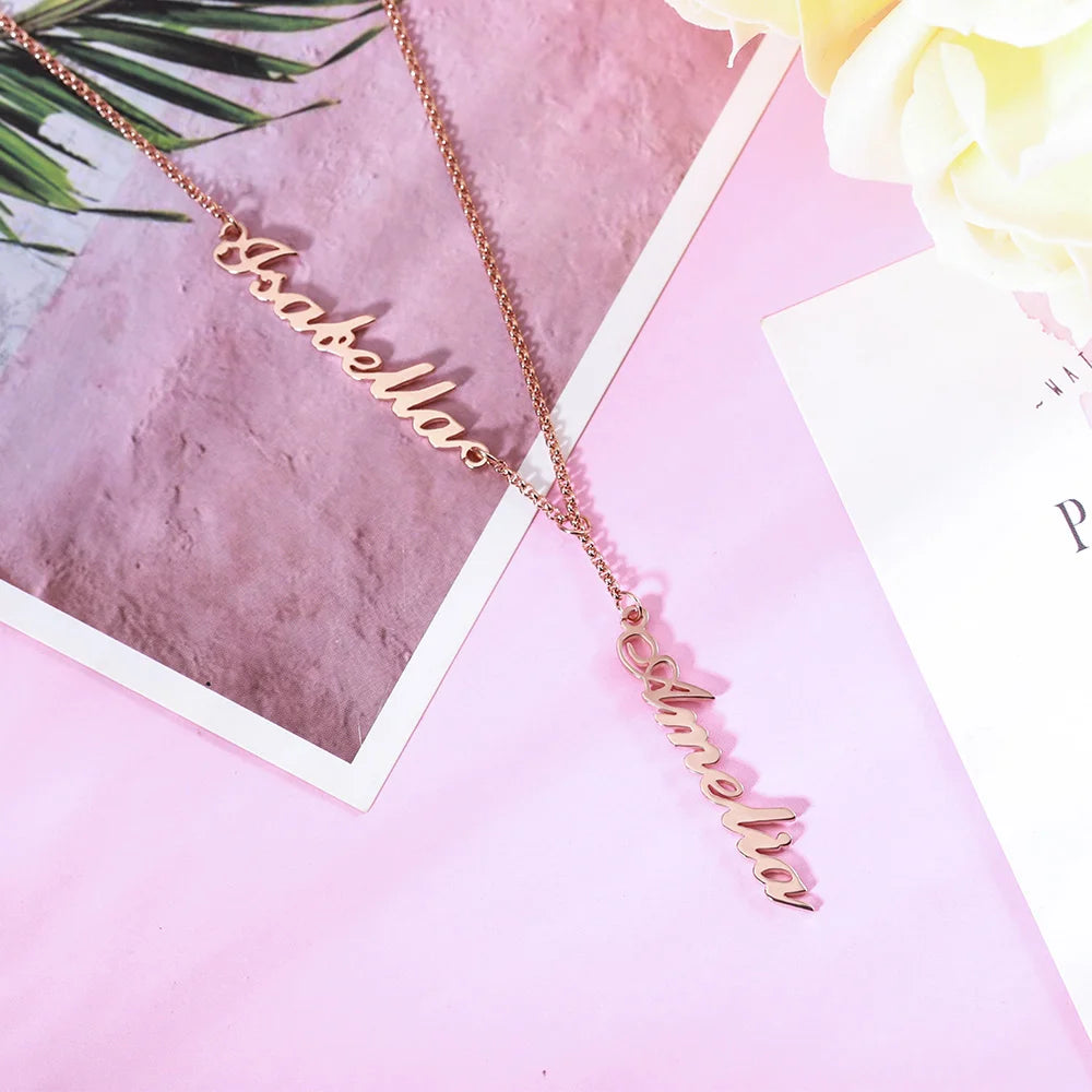 Personalized Two Names Y-shaped Necklace-CustomLove