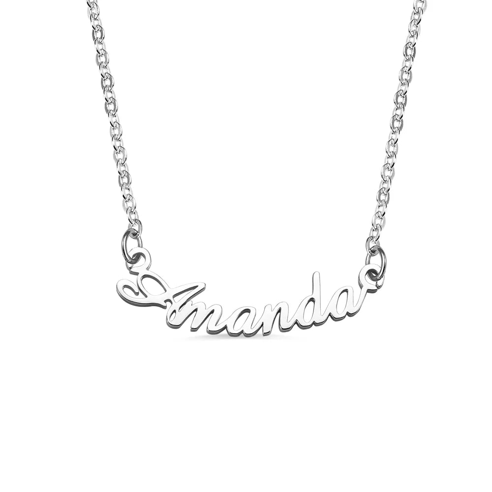 Custom-made Smile Silver Necklace with Name-CustomLove
