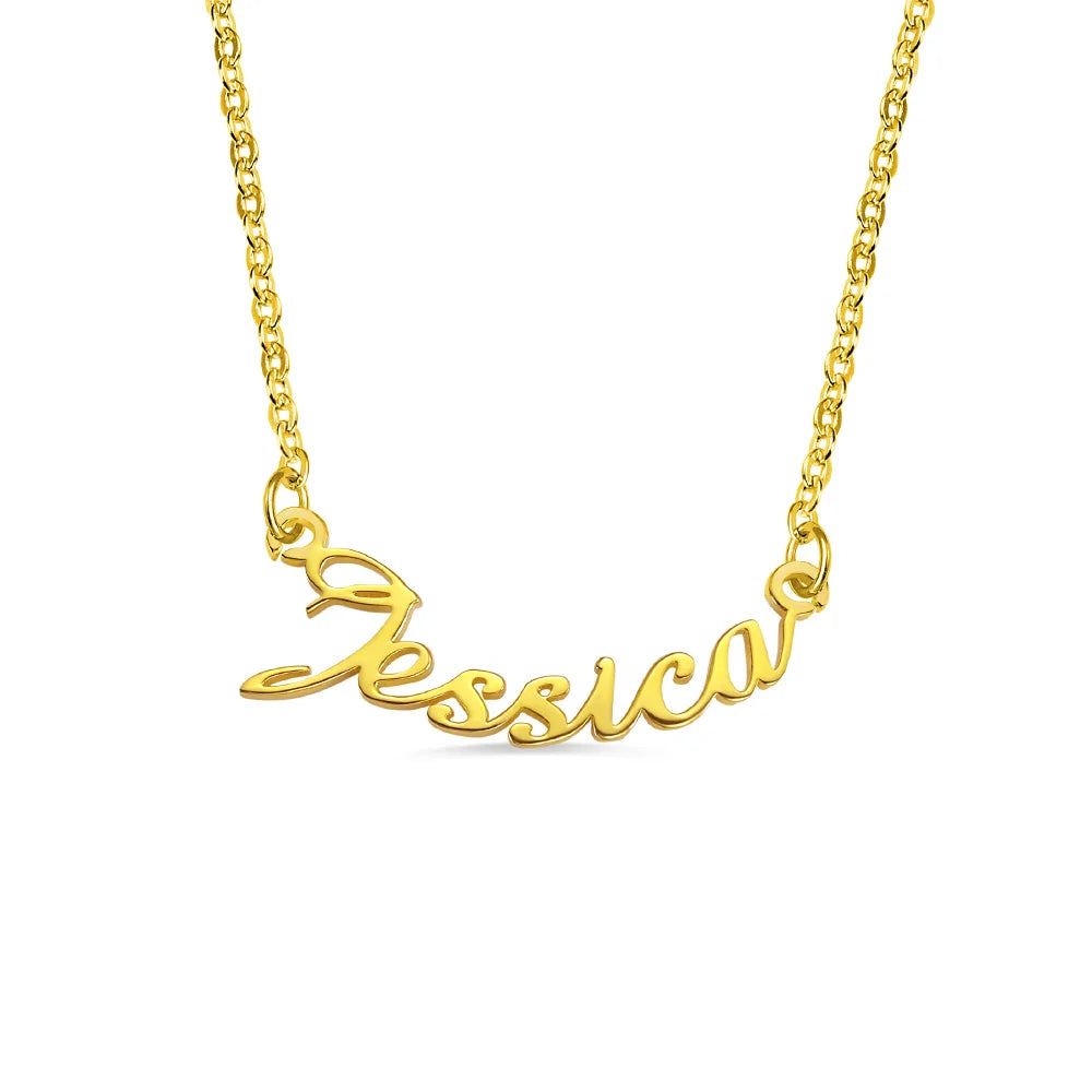 Custom-made Smile Silver Necklace with Name-CustomLove