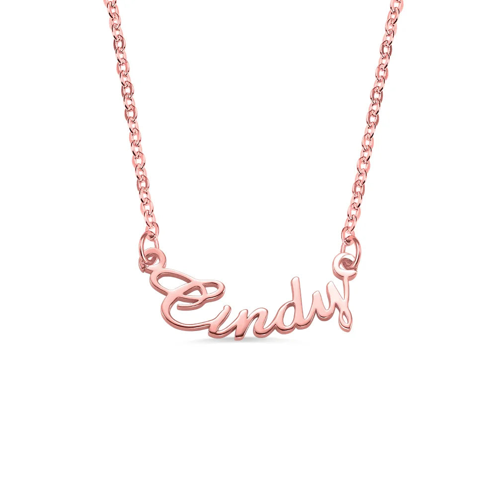 Custom-made Smile Silver Necklace with Name-CustomLove