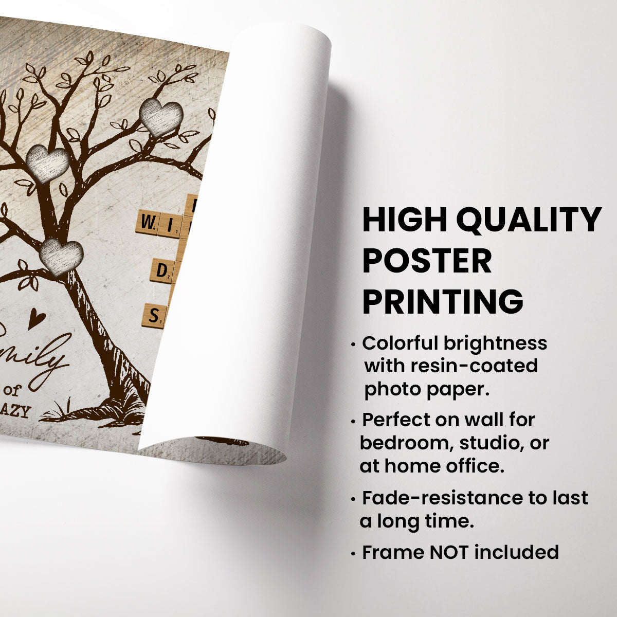 Personalized Poster - Family Heart Tree Crossword Puzzle-CustomLove