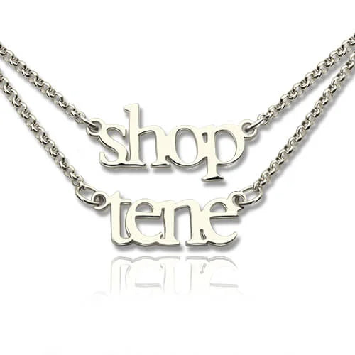 Sterling Silver Double Layer Mini 2 Names Necklace-CustomLove