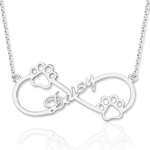 Cute Infinity Necklace With Dog Paw-CustomLove