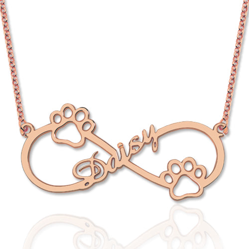 Cute Infinity Necklace With Dog Paw-CustomLove