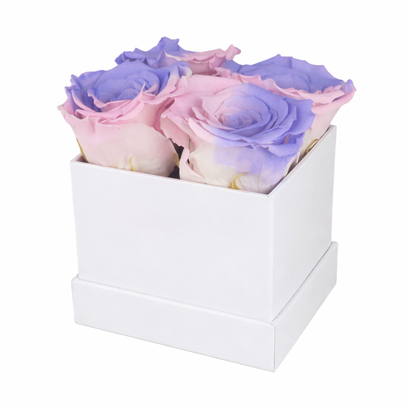 4 Rose White Box with Infinity Roses Luxury Gift