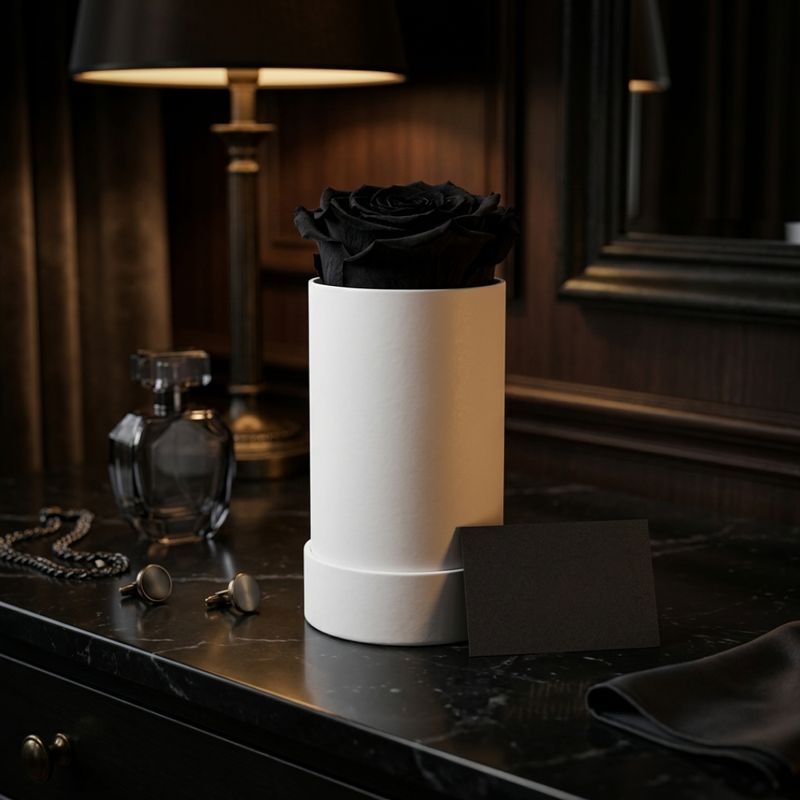 Single White Rose Box with Infinity Rose Gift