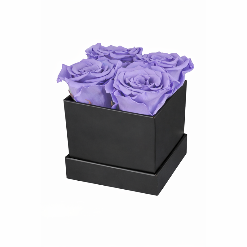 4 Rose Black Box with Infinity Roses Luxury Gift
