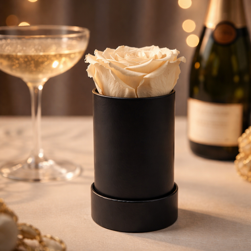 Single Rose Black Box with Infinity Rose Gift Set