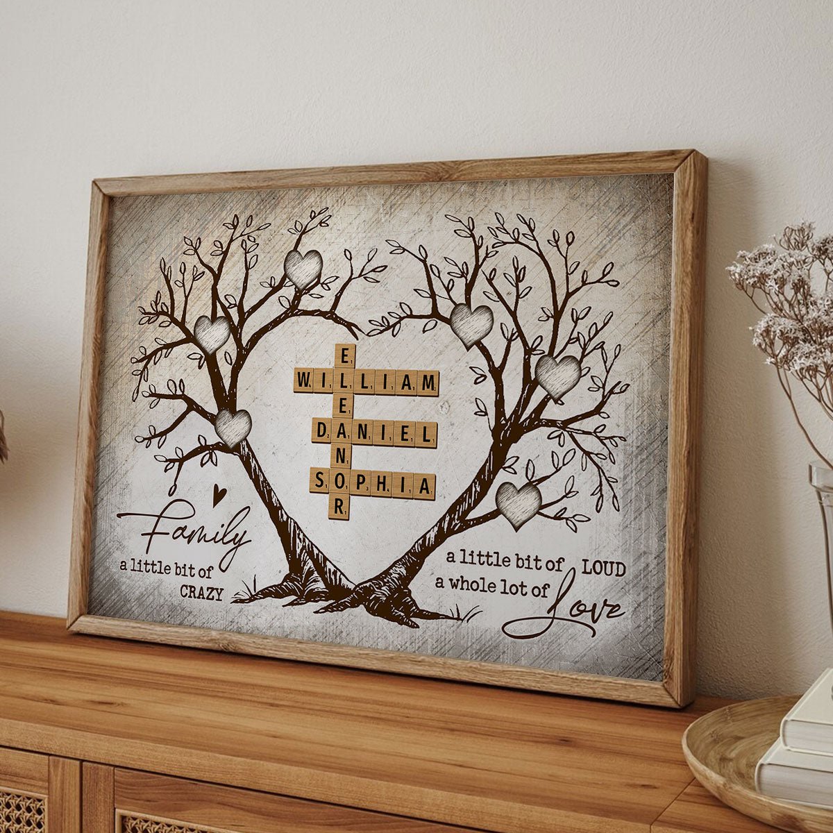 Personalized Poster - Family Heart Tree Crossword Puzzle-CustomLove