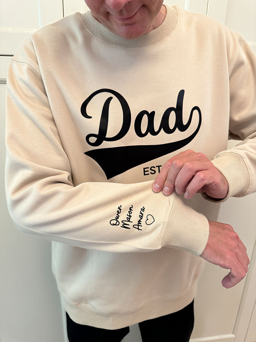 Personalized Dad Shirt with Kids Name on sleeve-CustomLove