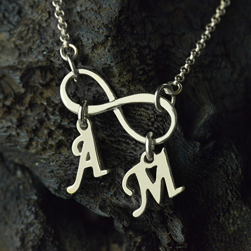 Personalized Infinity Necklace Double Initials-CustomLove