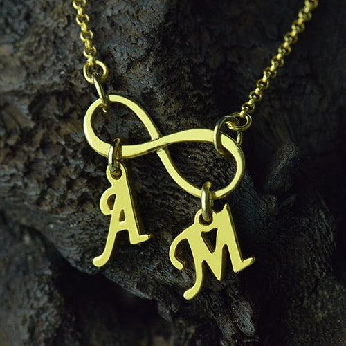 Personalized Infinity Necklace Double Initials-CustomLove