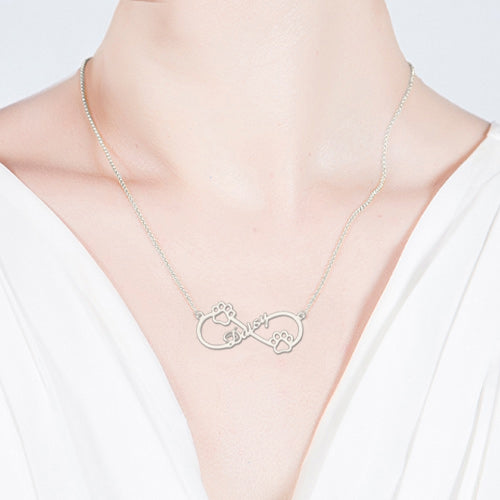 Cute Infinity Necklace With Dog Paw-CustomLove