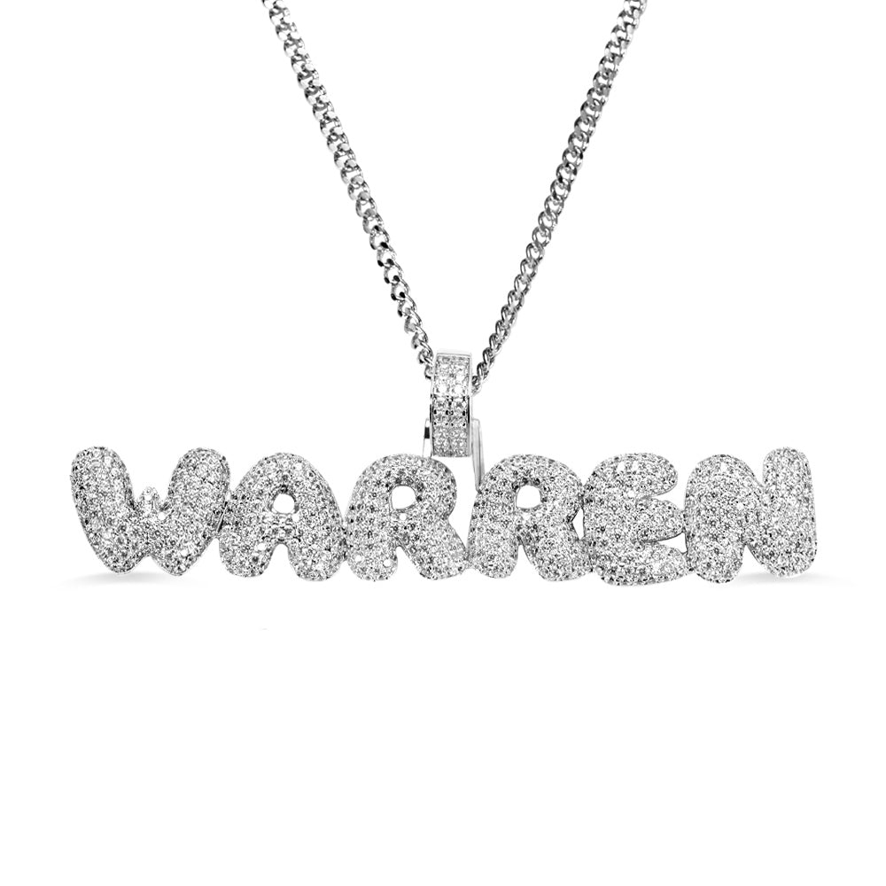 Custom Hip Hop Bubble Letter Necklace-CustomLove