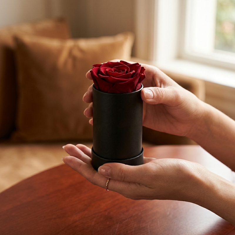 Single Rose Black Box with Infinity Rose Gift Set