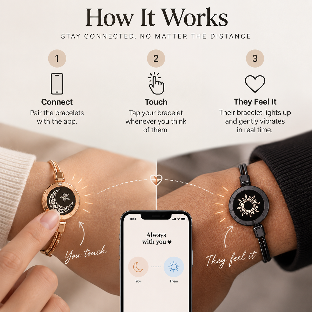 Sun & Moon Long-Distance Touch Bracelets