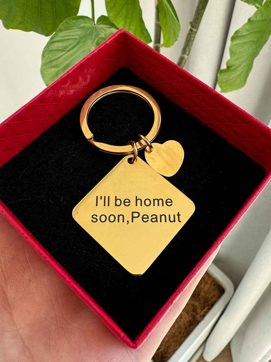 Personalized Photo & Text Keychain - Custom Outlined Line Art Keychain - CustomLove