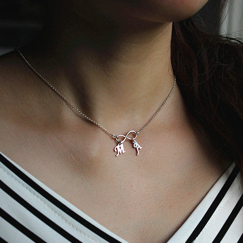 Personalized Infinity Necklace Double Initials-CustomLove
