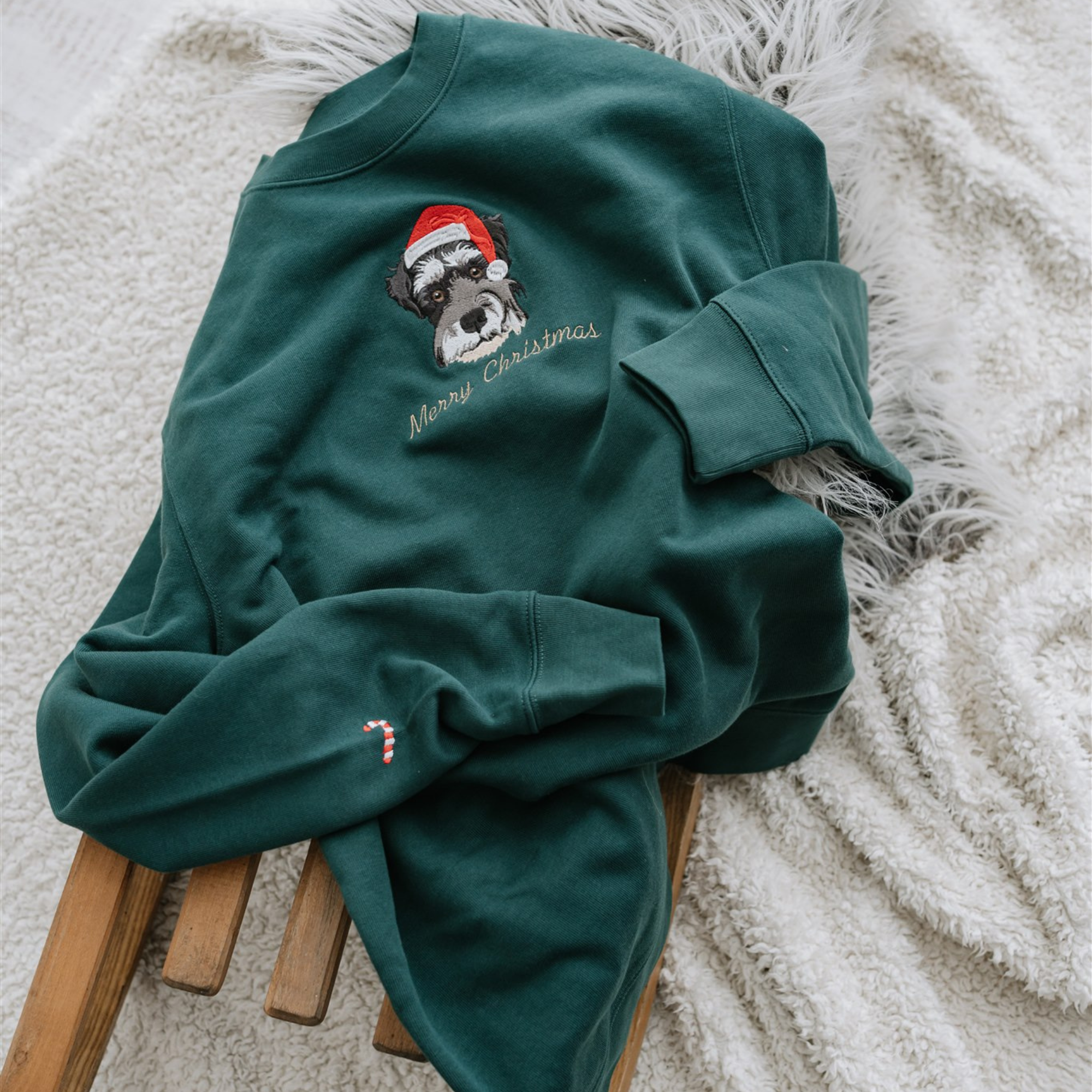 Embroidered Pet Portrait Organic Christmas Jumper Sweatshirt-CustomLove