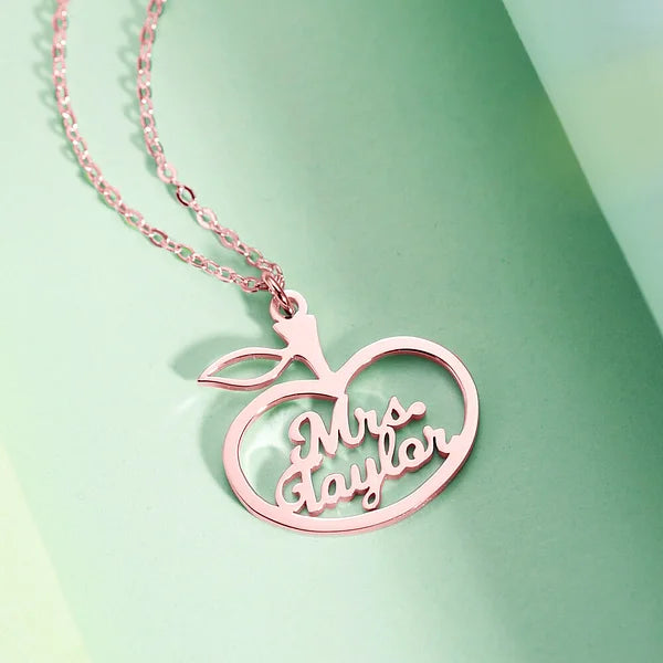 Personalized Apple Name Necklace-CustomLove