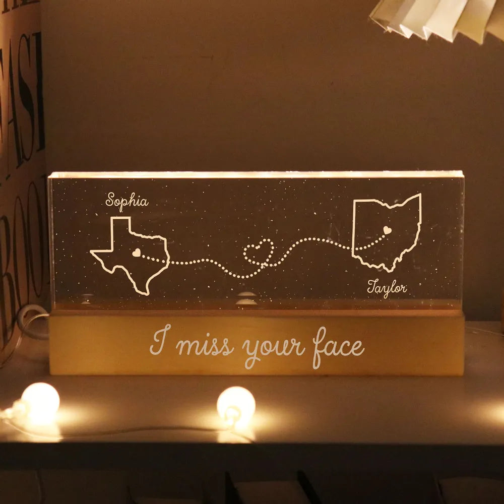 Personalized LED Night Light - I Miss Your Face Long Distance Relationship-CustomLove