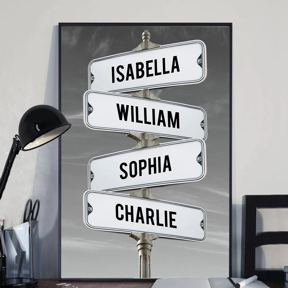 Personalized Poster Family Intersection Sign Name-CustomLove