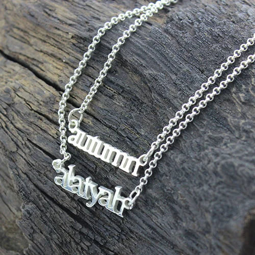 Sterling Silver Double Layer Mini 2 Names Necklace-CustomLove