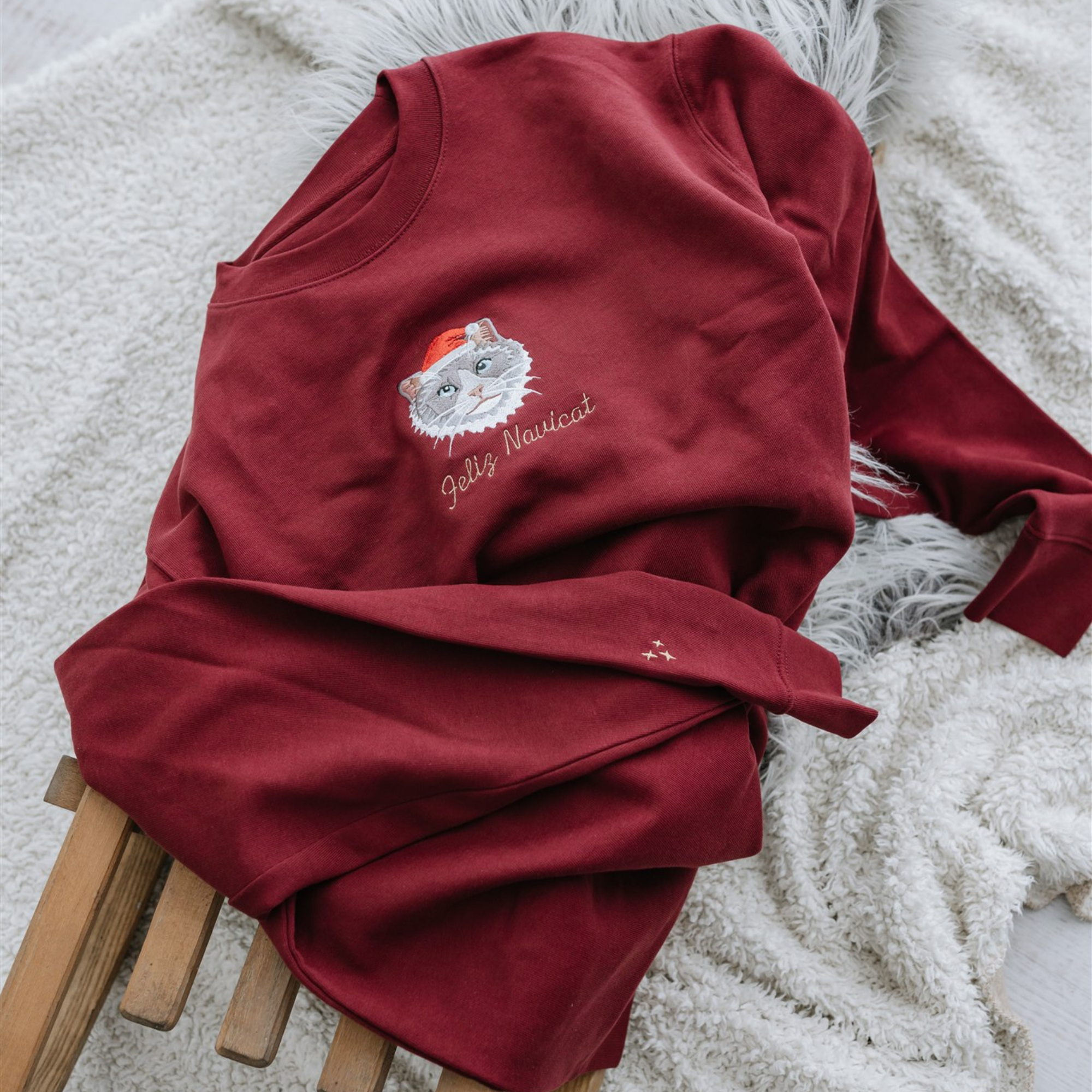 Embroidered Pet Portrait Organic Christmas Jumper Sweatshirt-CustomLove